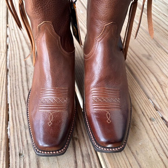 NEW Ariat Women’s Tall Brown Leather Western Boots ATS Zip Tassel US 7.5 B - Picture 2 of 8
